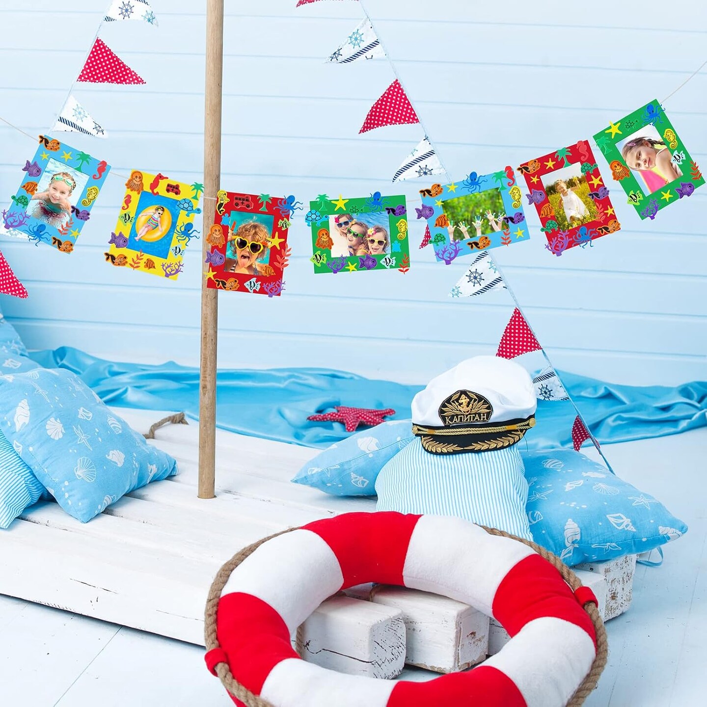 178 Pieces Summer Sea Animals Foam Picture Frame Craft Kits for Kids DIY Paper Art Craft