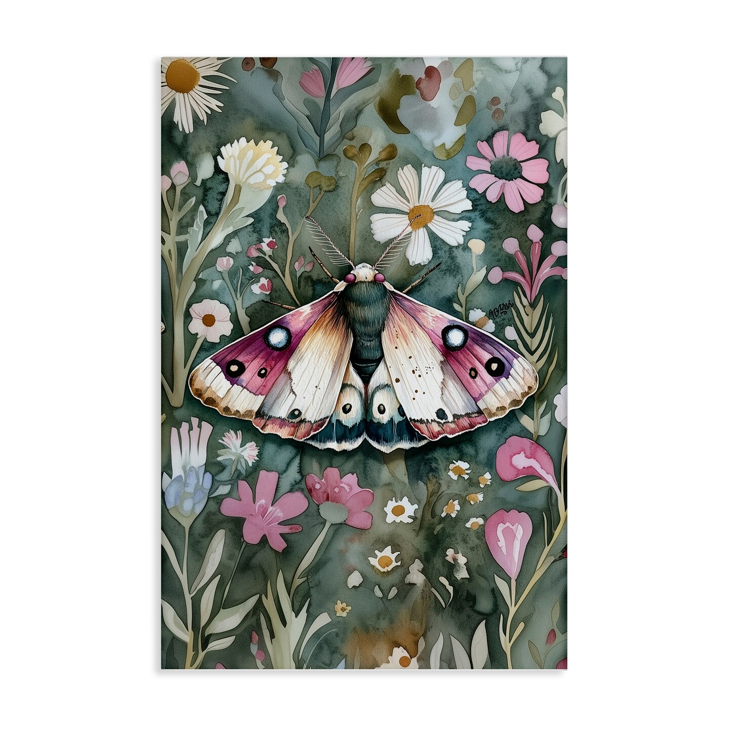 Stupell Industries Beautiful Moth over Florals Canvas Design by The Dutch Lady