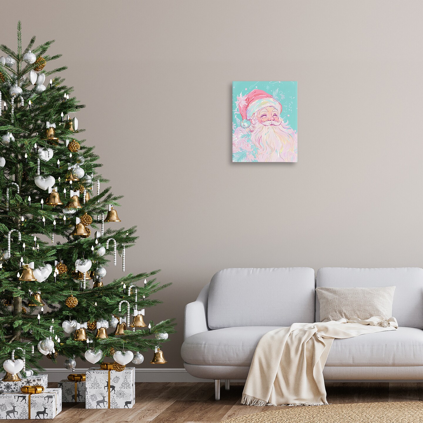 Stupell Industries Pastel Jolly Santa Claus Canvas Design by Arlington Prints