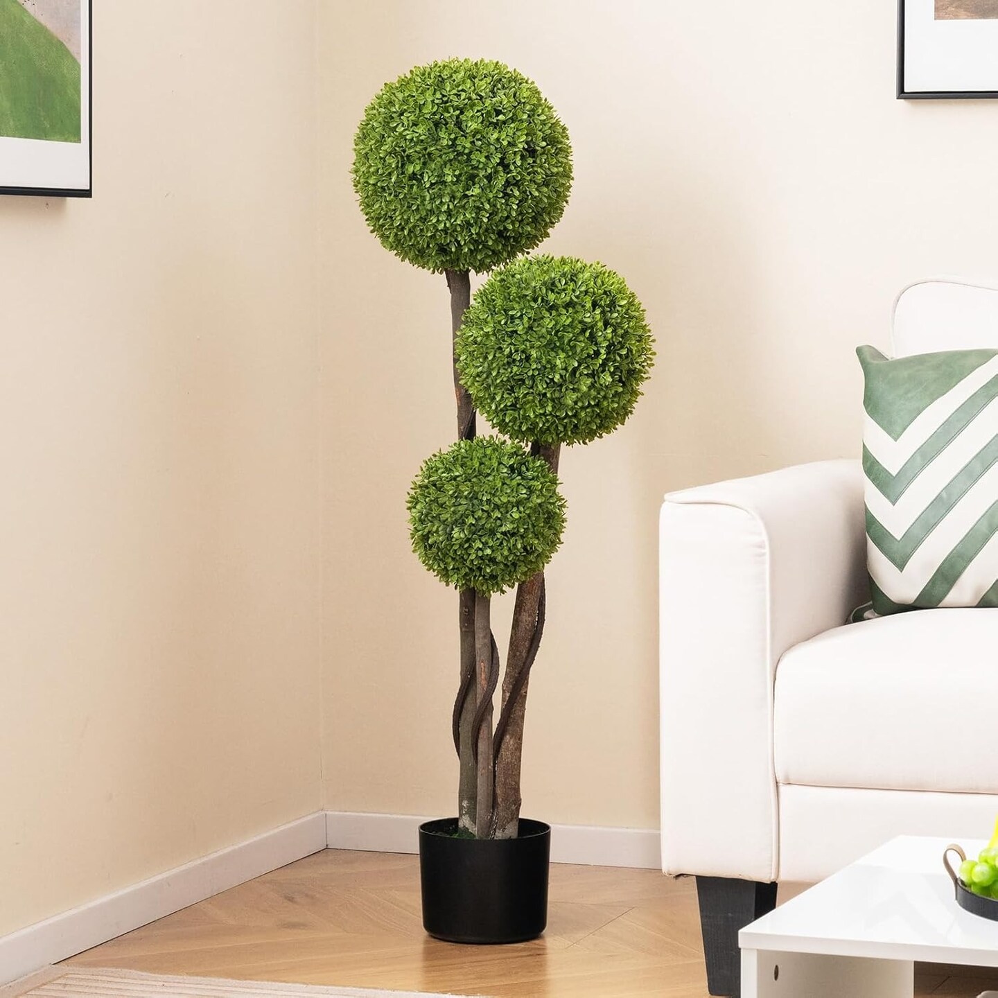Artificial Three-Ball Boxwood Tree Plant Decor