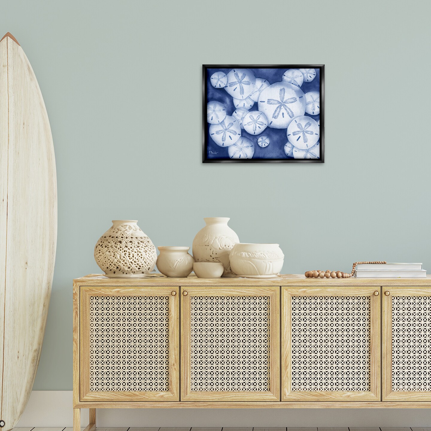 Stupell Industries Watercolor Style Sand Dollars Floating Frame Design by Paul Brent