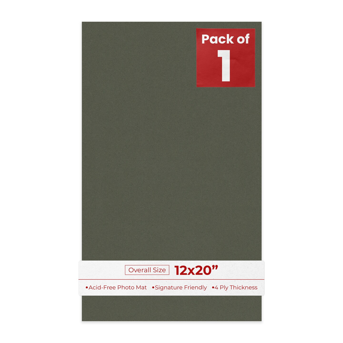 Dark Olive Green 12x20 Uncut Mat Board - Blank Sheets, No Opening
