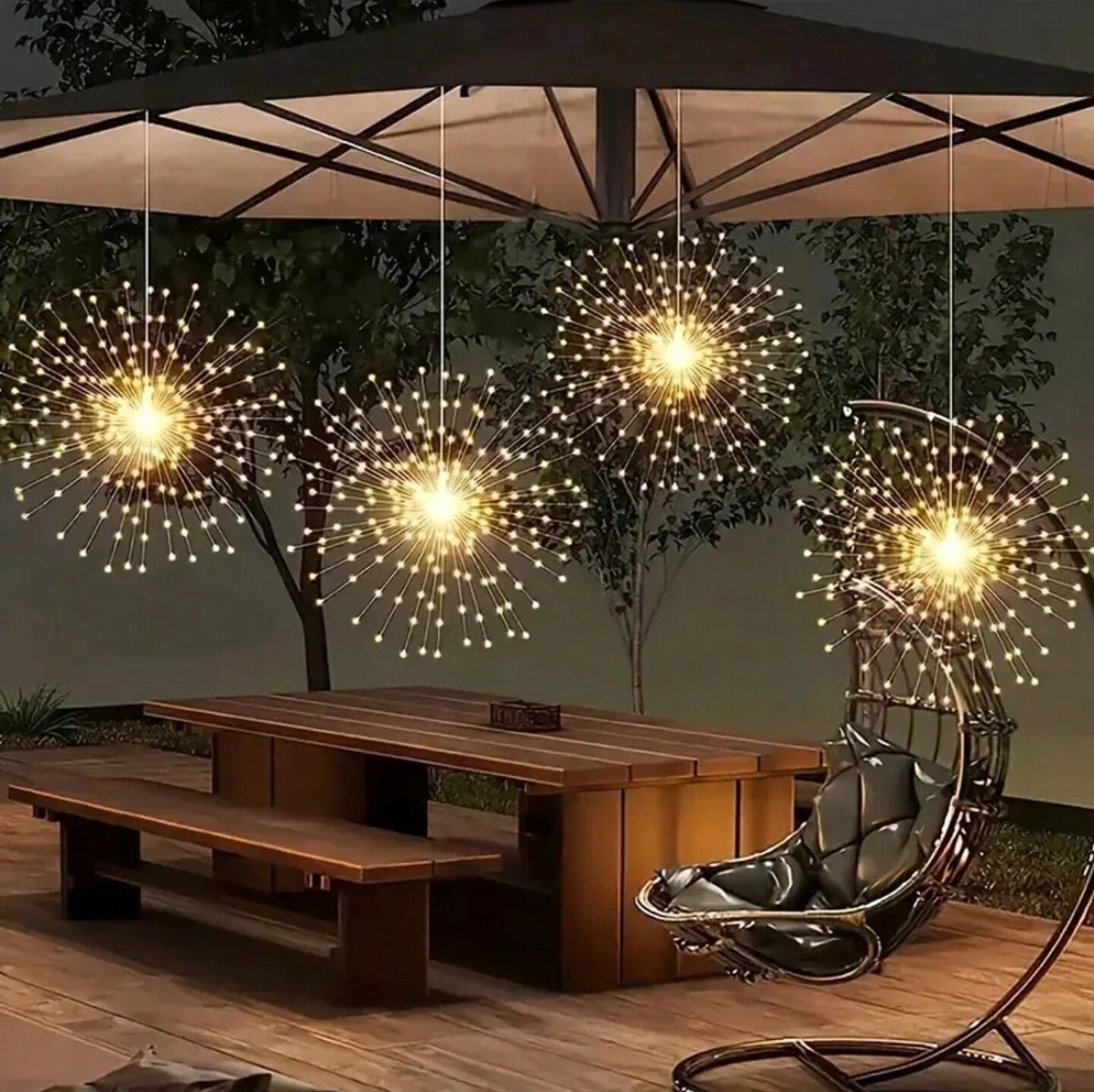4-Pack Solar Starburst Sphere Lights - 400 LEDs, 8 Modes & Remote
