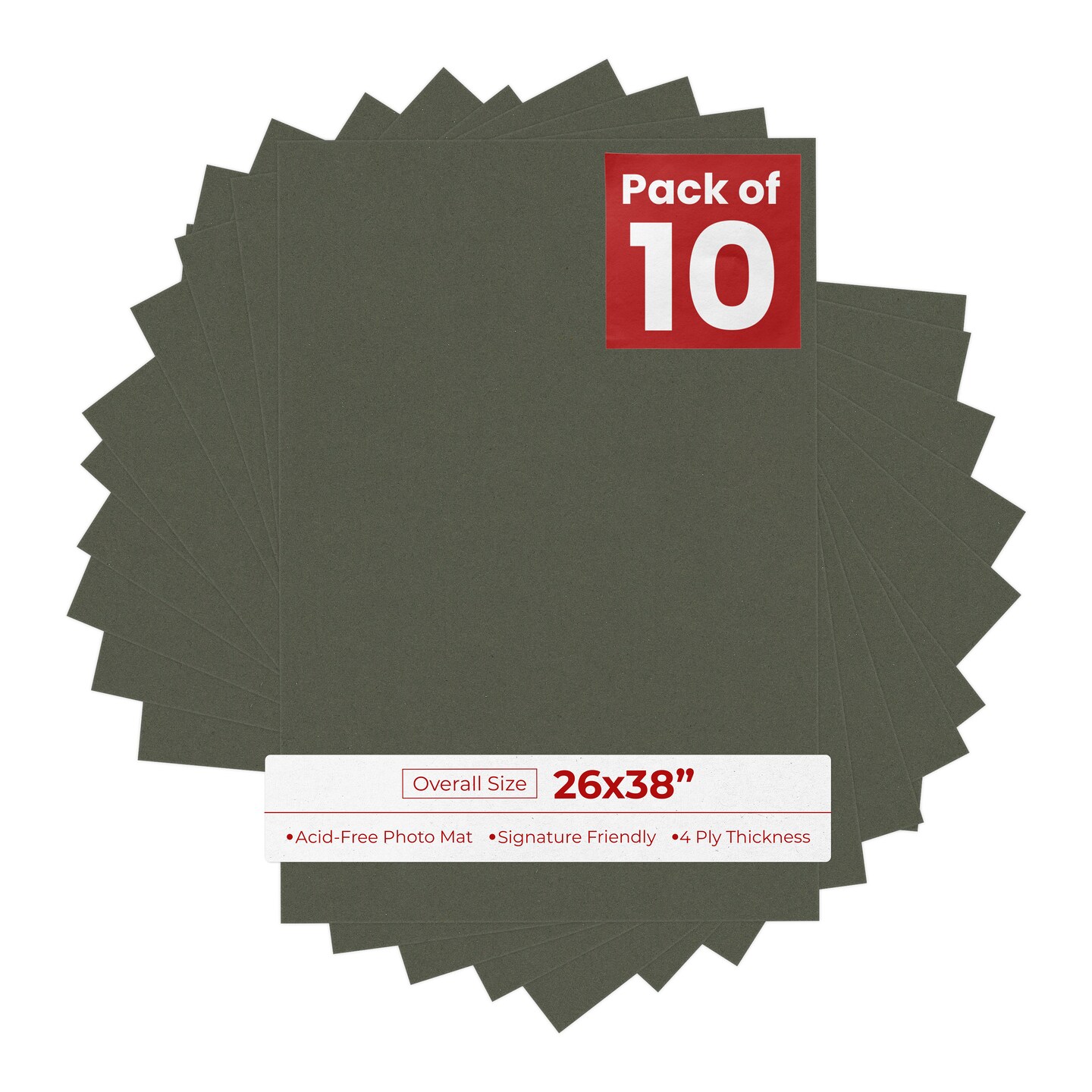 Dark Olive Green 26x38 Uncut Mat Board - Blank Sheets, No Opening