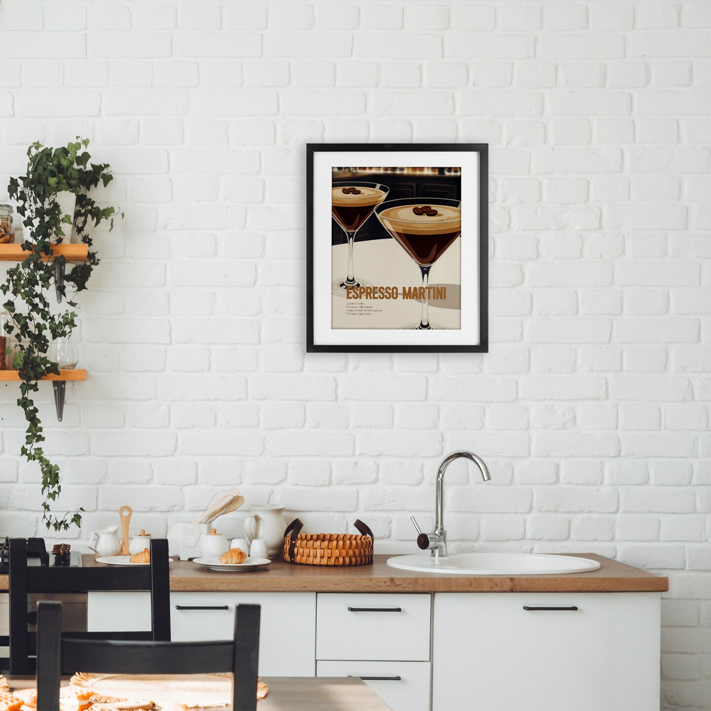 Stupell Industries Sleek Modern Espresso Martini Framed Print Under Glass, design by Andreas Magnusson