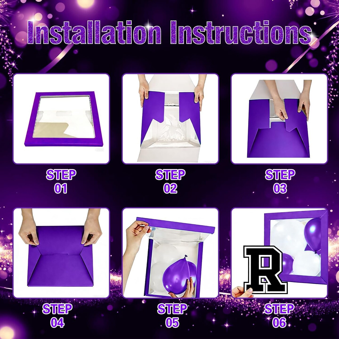 Graduation Decorations Class of 2026,Purple and Black Graduation Decorations Set of 4 Balloons Boxes with Balloon Arch Kit,2026 GRAD So Proud of You Theme for Congrats Grad Party Supplies