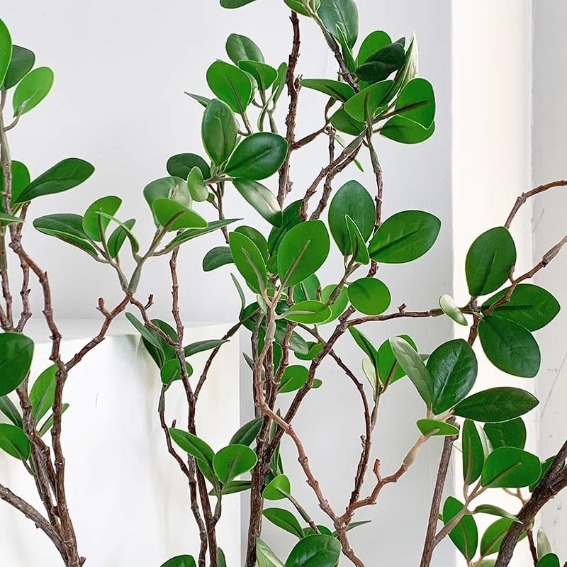 4PCS Artificial Green Branch Stems for Vase – 27" Faux Ficus Twig Branches, Realistic Fake Plant Sprays for Home Office Wedding Table Centerpieces, Indoor Outdoor Vase Fillers Decoration