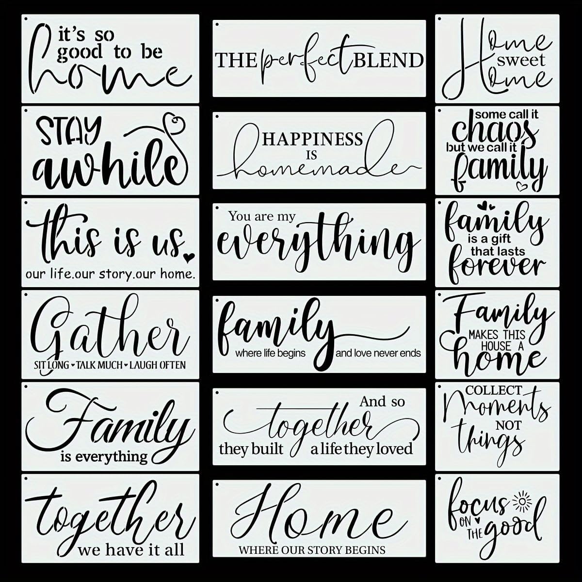 18 PCS Inspirational Word Stencils for Painting – Reusable Welcome