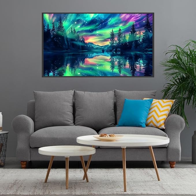 5D Diamond Art Kits for Adults Extra Large Diamond Painting Kits for Adults Beginners, DIY Large Size Diamond Gem Art Dots Painting Kits for Home Walls Decor Gifts 27.6x16in (Northern Lights)