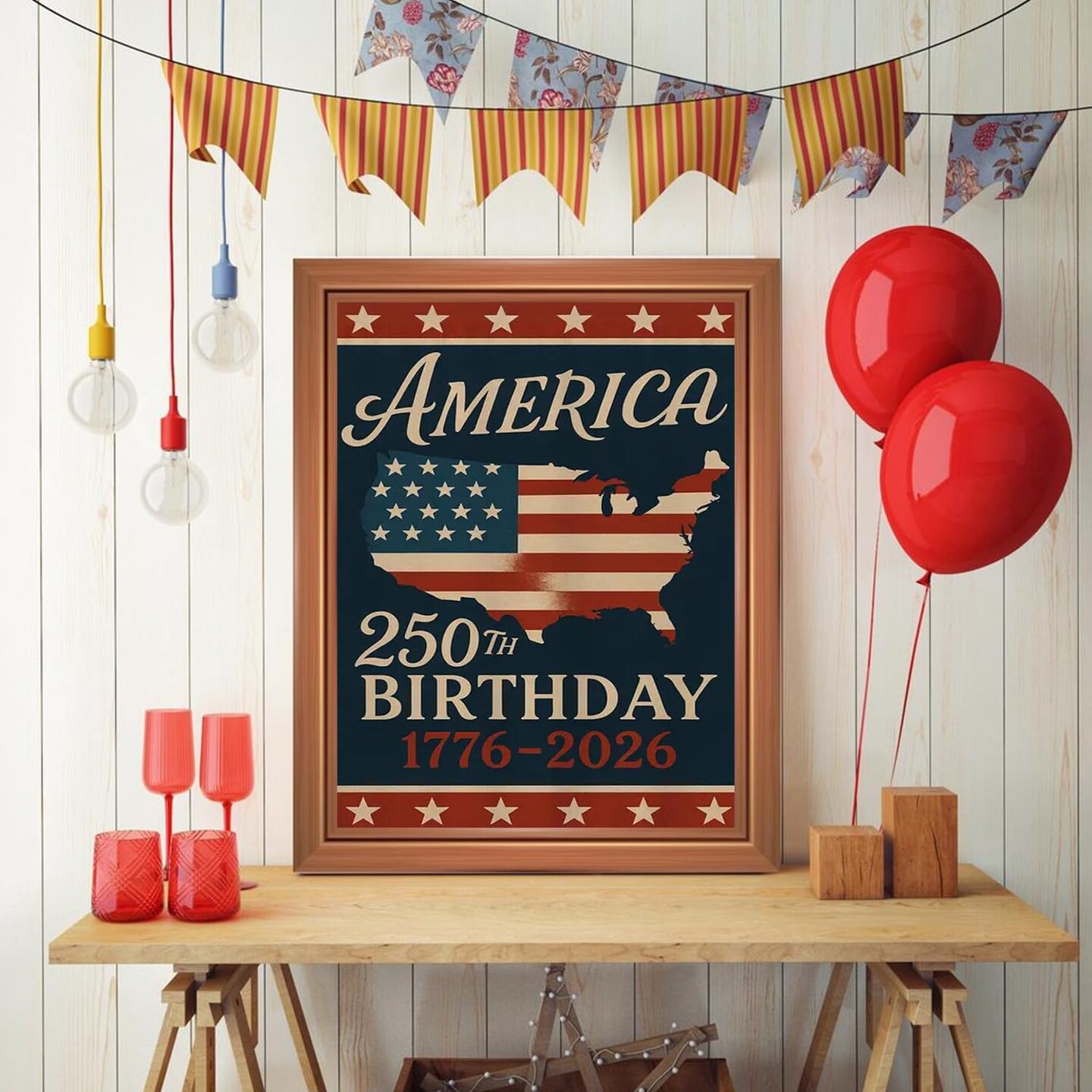 American 250th Birthday 5D Diamond Painting Kit for Adults 12x16 Inch Full Round Drill DIY American Flag Gem Art Wall Decor Patriotic Craft Set