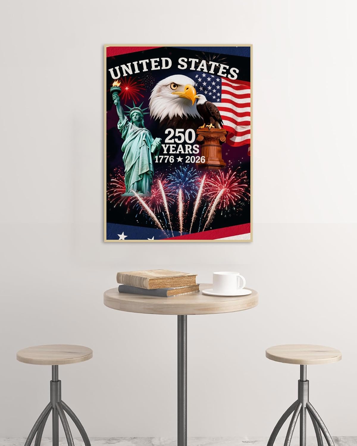 5D Independence Day Diamond Painting Kit for Adults Beginners – 250th Anniversary Round Drill Crystal Rhinestone DIY Gem Art 12x16 Inch Patriotic Wall Decor Craft Set