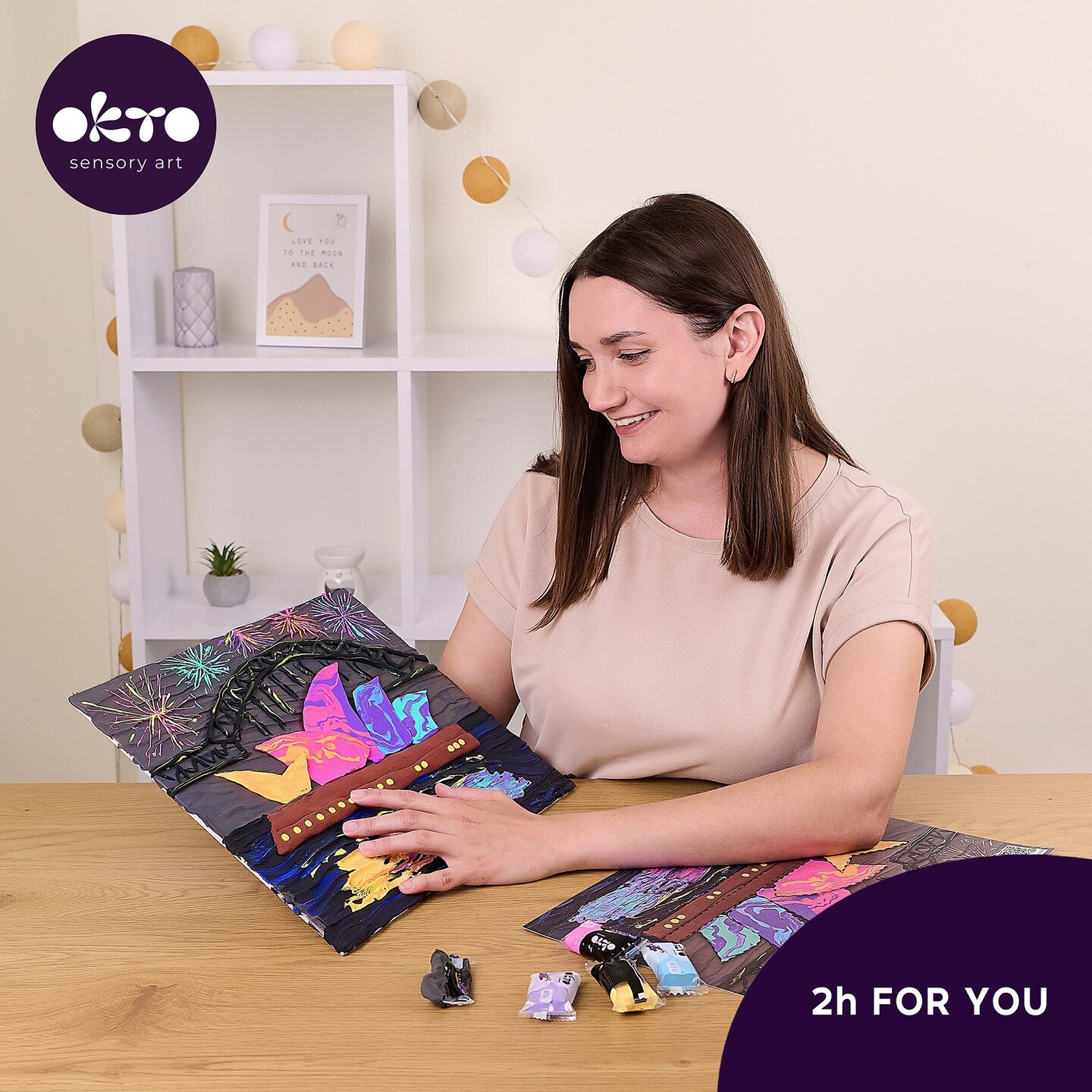 OKTO Air Dry Clay 3D Painting Kit "Sydney Opera House", 11.8" x 15.7"