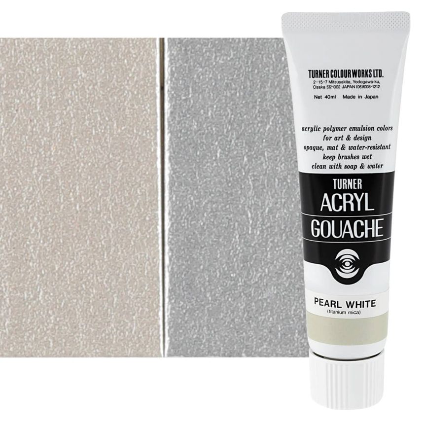 Turner Colour Works Acryl Gouache Artist Acrylic Paint - Single 40 ml Tube - Pearl White