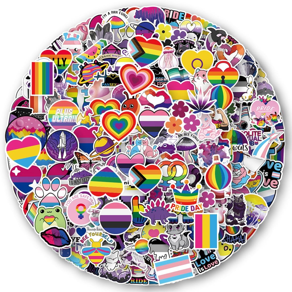 200PCS LGBTQ+ Pride Rainbow Stickers Pack – Waterproof Vinyl Decals for Water Bottles, Laptops, Skateboards, Cars & Planners | Gay Trans LGBTQ Love Stickers for Kids & Adults