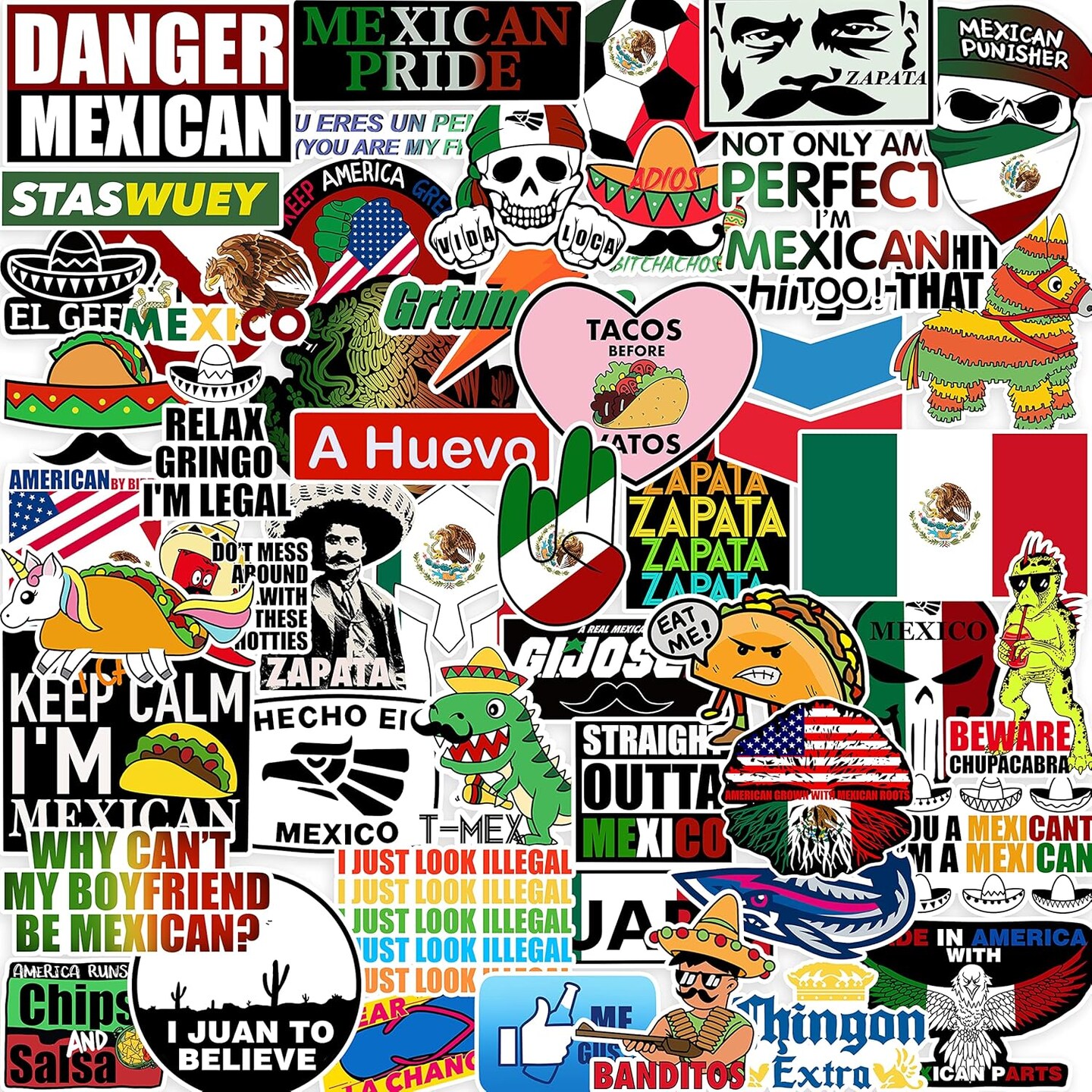 100pcs Mexican Hardhat Stickers, Funny Vinyl Mexico Tool Box Stickers, Design for Helmet Hood Laptop Water Bottle, Mexico Pride Patriotic Decals for Men Adults Ironworkers Lineman Oilfield Electrician