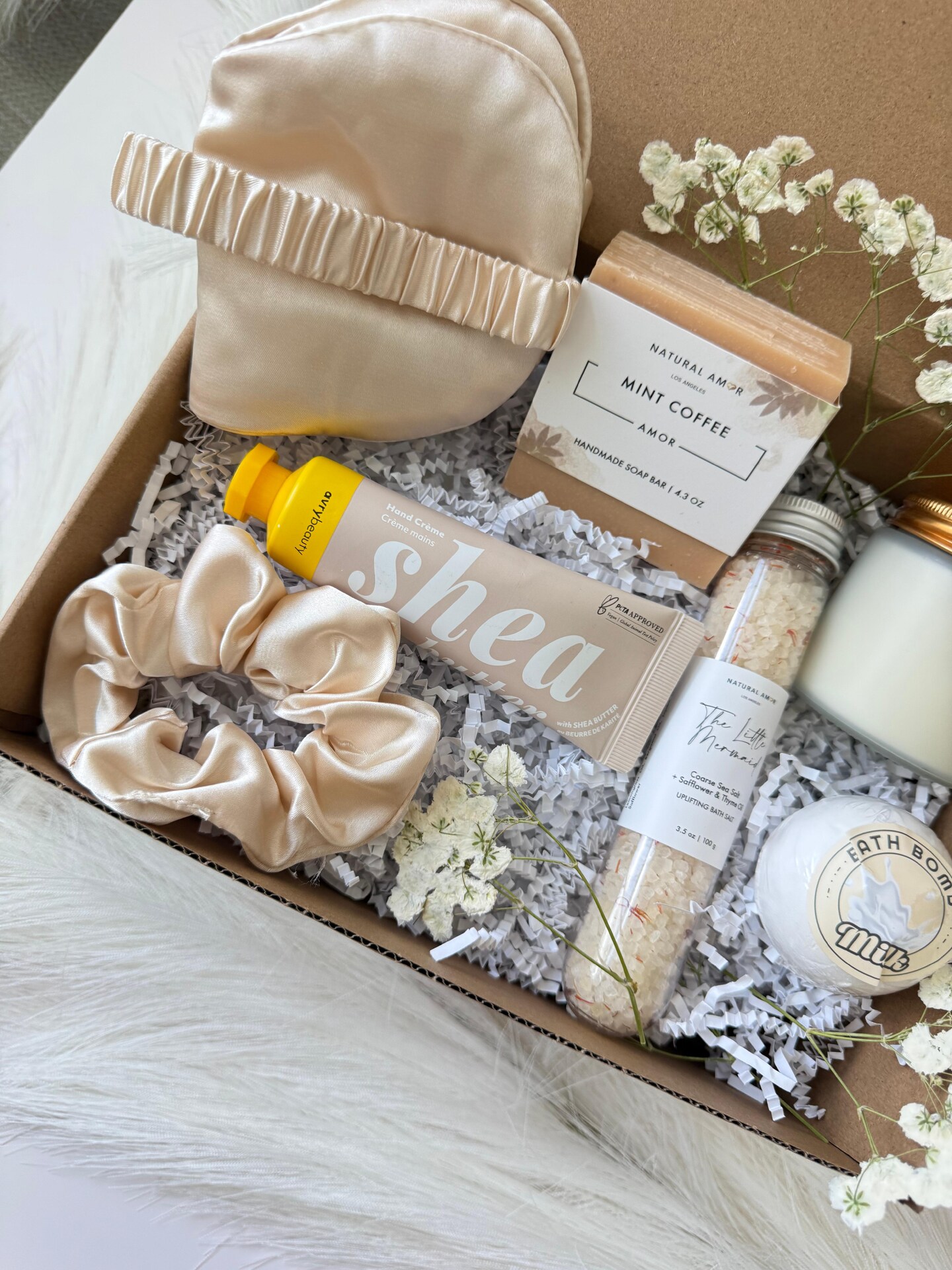Self Care Gift Box – Spa Relaxation Set with Sleep Mask, Candle