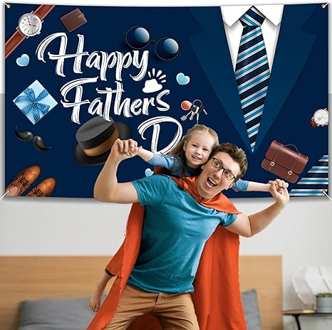 Happy Father's Day Backdrop, 72.8" X 43.3" Fathers Day Banner Backdrop Father's Day Photo Background for Fathers Day Party Decor Supplies