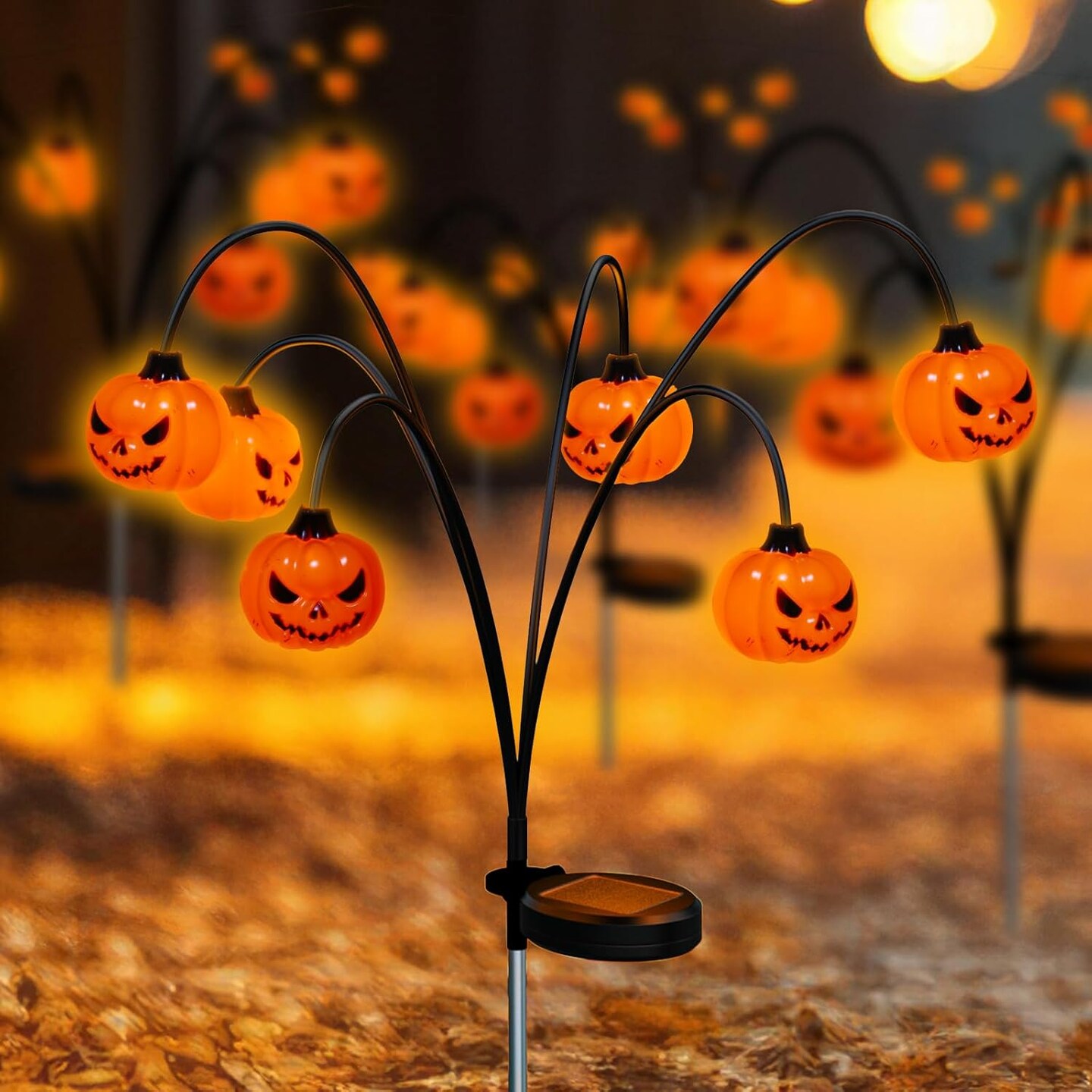 2 Pack Halloween Pumpkin Solar Lights - 12LED (Orange)