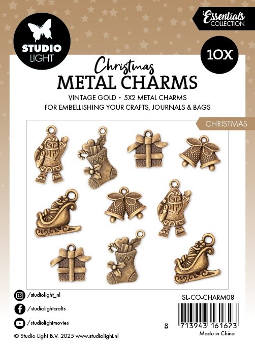 Studio Light Essentials Metal Charms 10/Pkg-Christmas Elements