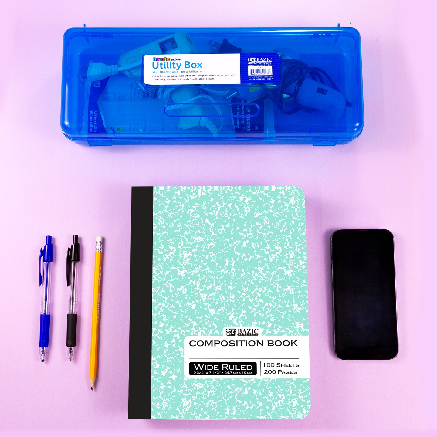 BAZIC W/R 100 Ct. Pastel Color Marble Composition Book