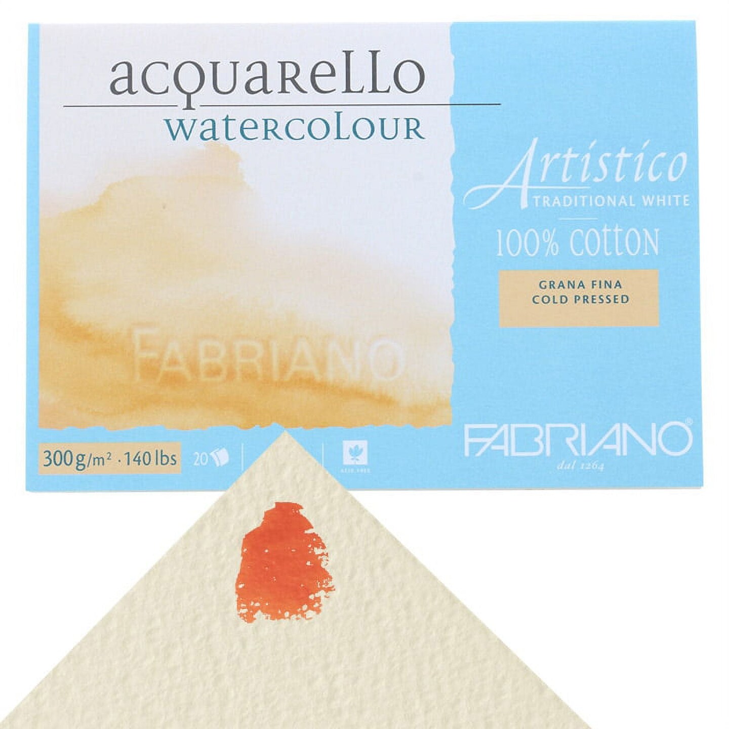 Fabriano Artistico Traditional White Watercolor Block, 140 lb./300 gsm