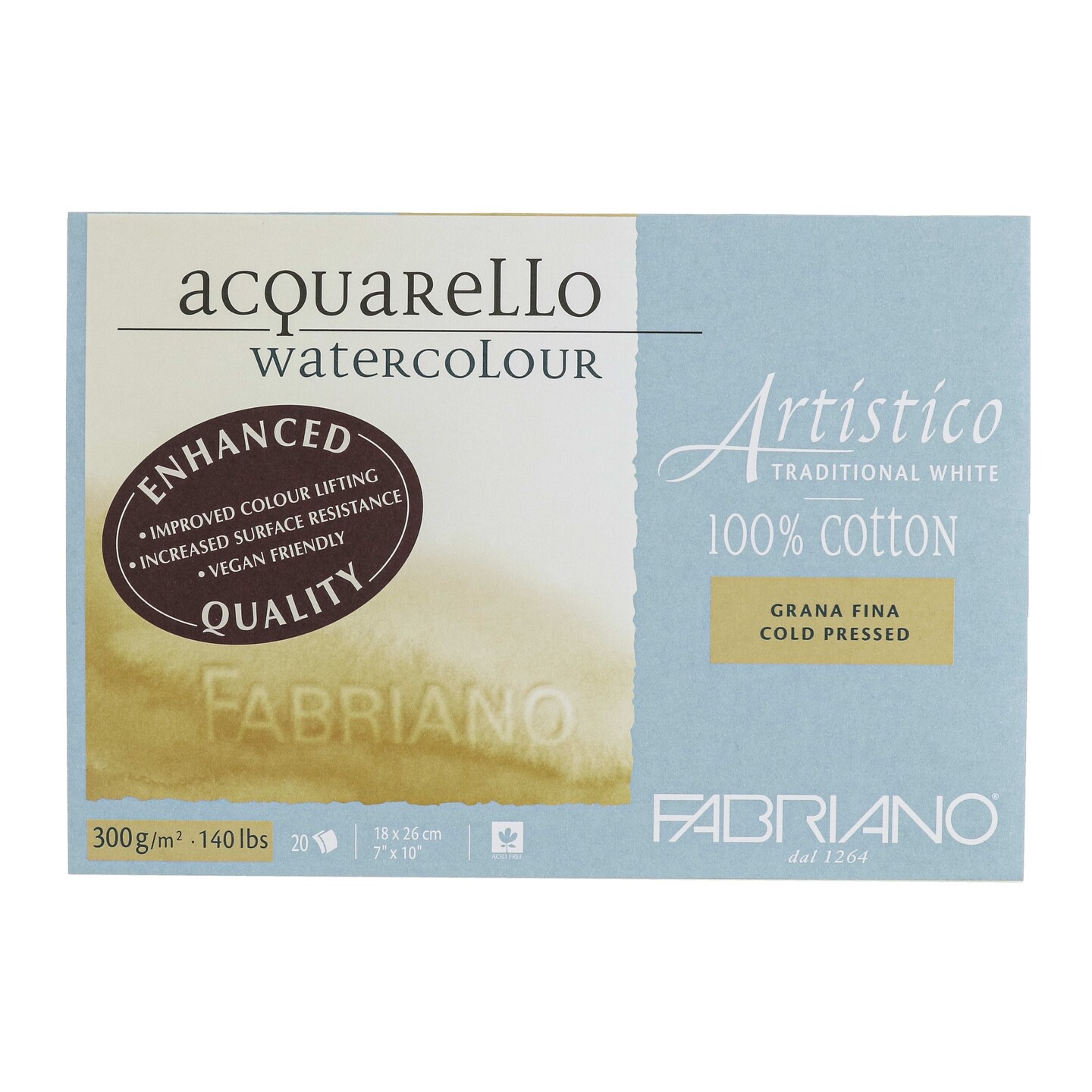 Fabriano Artistico Traditional White Watercolor Block, 140 lb./300 gsm