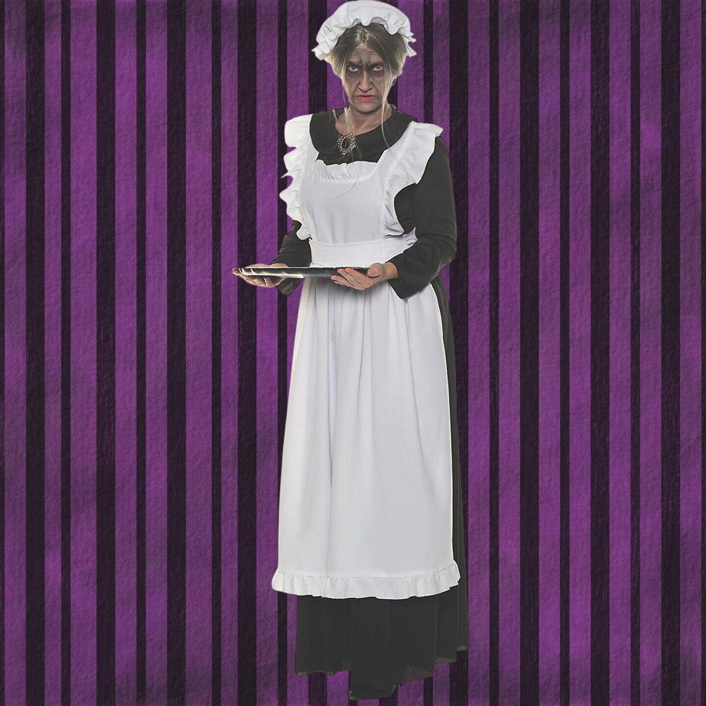 Old Maid Adult Costume with Full Length Dress and Apron