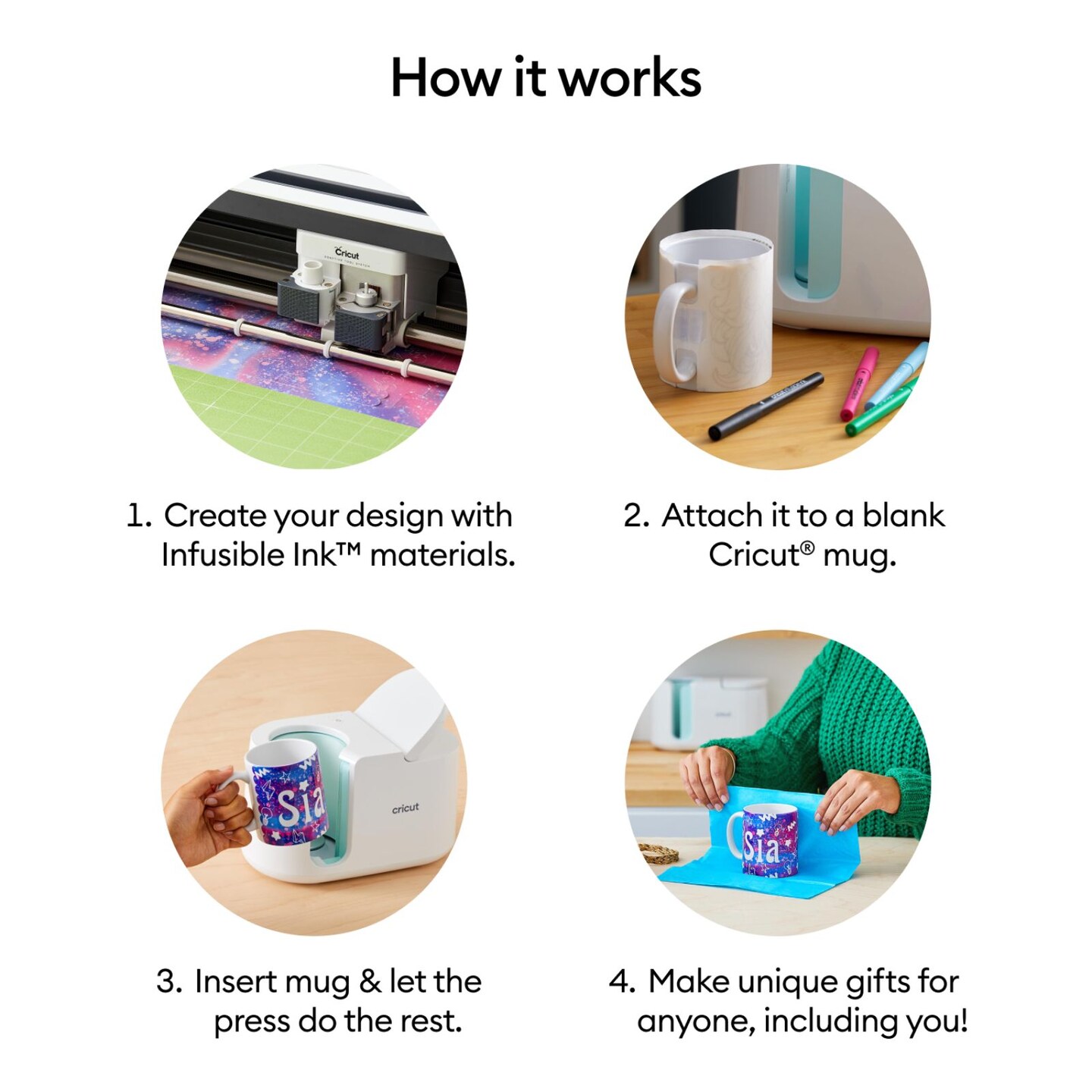 Cricut Mug Press Heat Press Machine with 4 Mugs Bundle