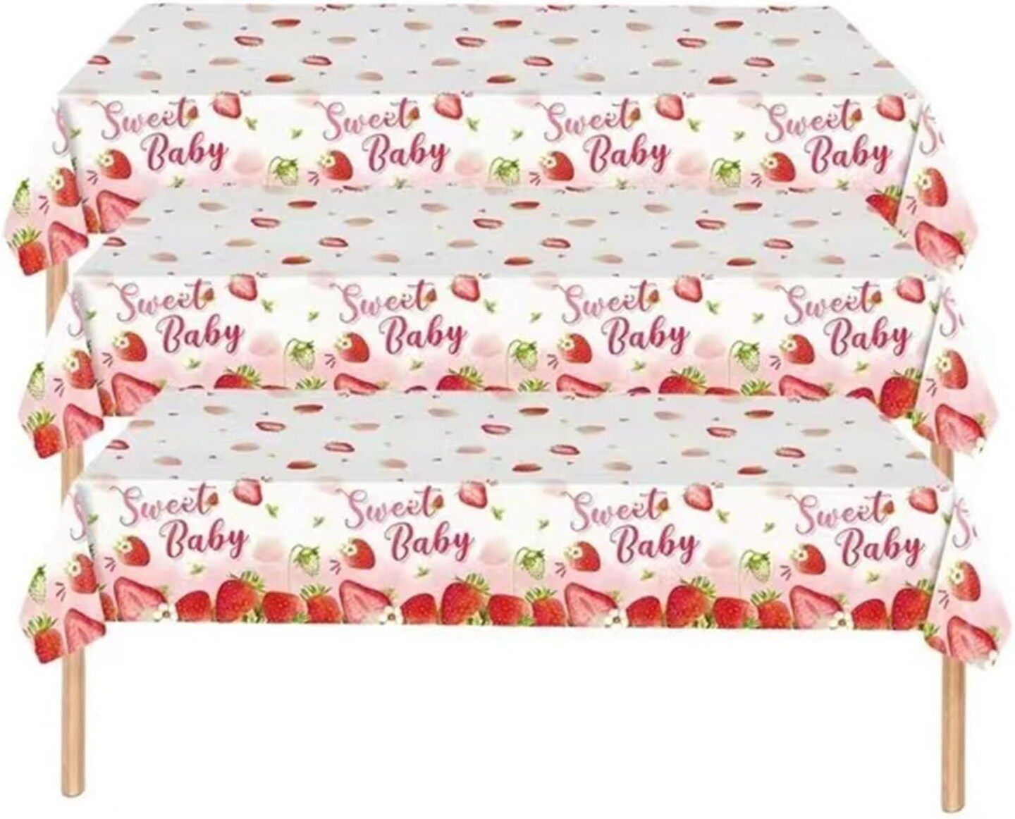 3Pcs Strawberry Party Tablecloth