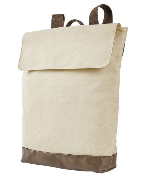 Authentic Pigment® Canvas Rucksack Cotton Canvas with PU Leather Base