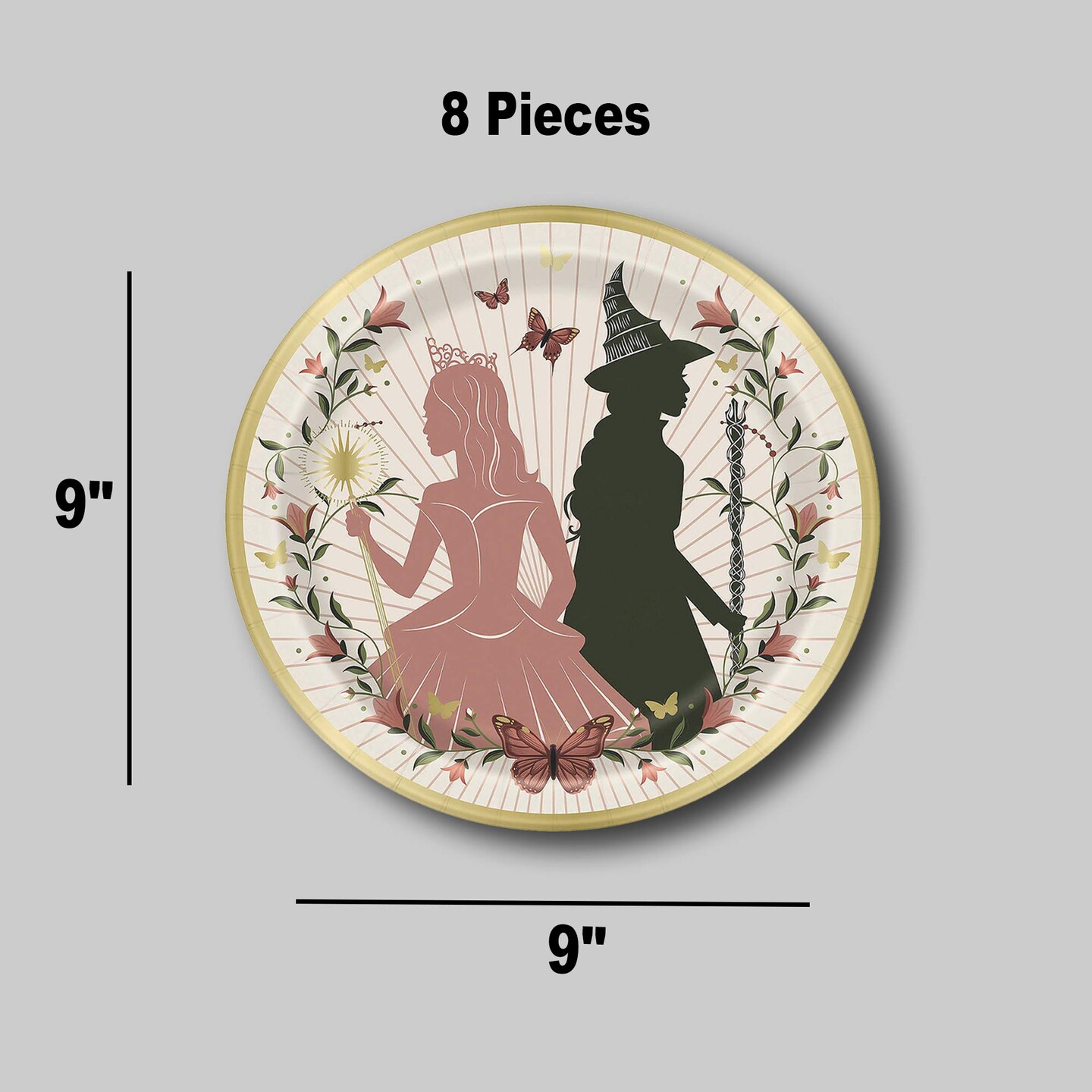 8 Count Wicked Party Disposable Paper Dinner Plates for Birthday Themed Celebration 9&#x22;