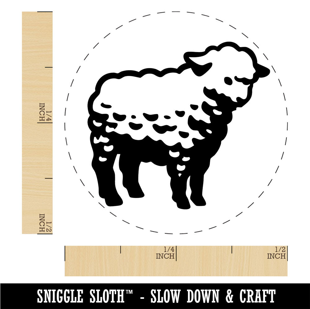 Realistic Fluffy Lamb Sheep Standing Rubber Stamp for Stamping Crafting Planners