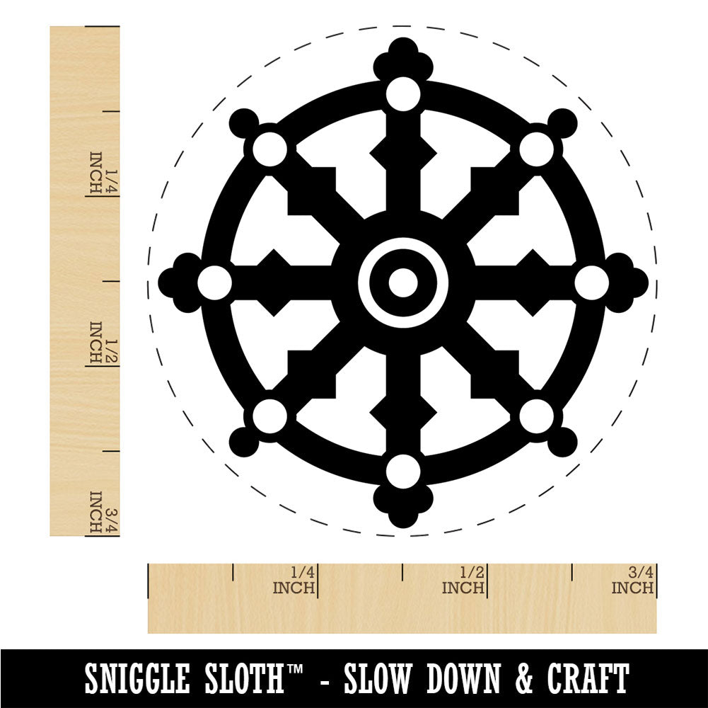 Dharma Wheel of Law Buddhism Hinduism Religion Dharmachakra Rubber Stamp