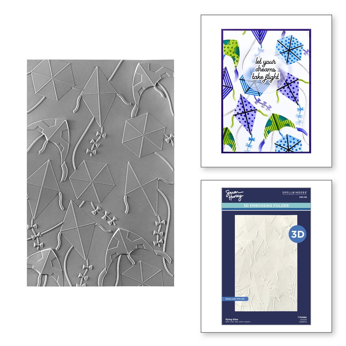 Spellbinders 3D Embossing Folder By Simon Hurley-Flying Kites, Sky's The Limit