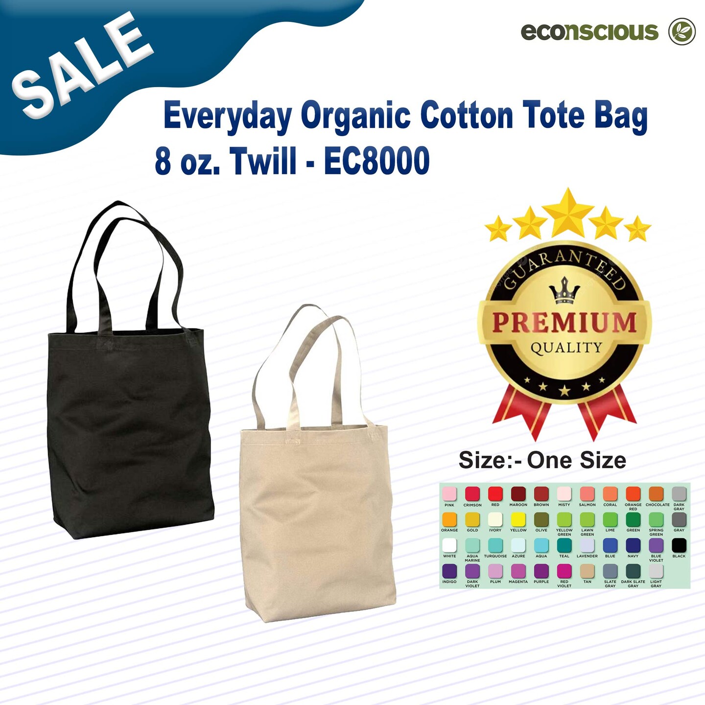 Econscious&#xAE; Everyday Organic Cotton Tote Bag 8 oz. Twill