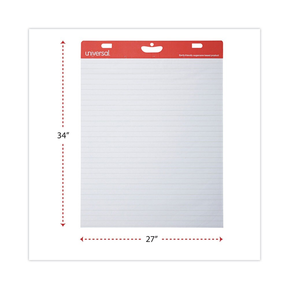 Universal 27 in. x 34 in. Renewable Resource Sugarcane Based Easel Pads - Ruled, White (50 Sheets/Pad, 2 Pads/Carton)