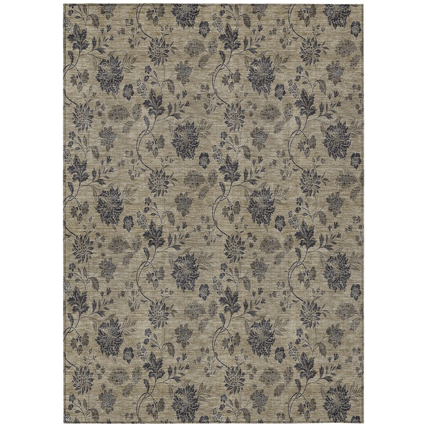 Edge Collections - 3&#x27; x 5&#x27; - Brown - Decorative Floral Area Rug for Indoor and Outdoor Use - 1 Piece