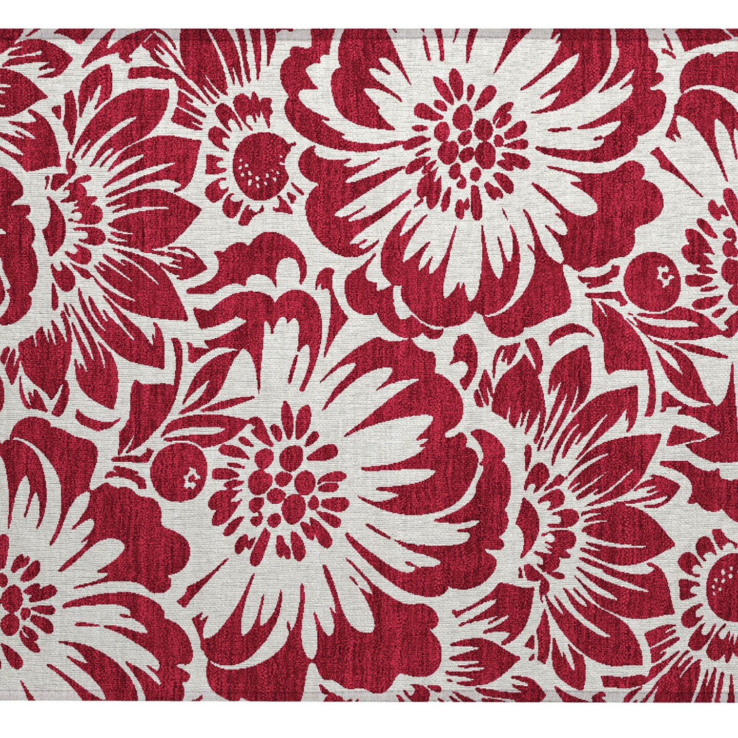 Edge Collections - 2&#x27; x 3&#x27; - Red - Floral Indoor Outdoor Area Rug for Home Warmth - 1 Piece
