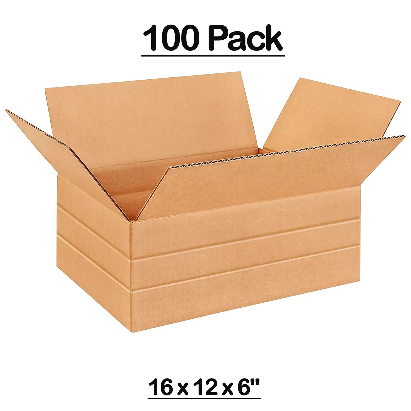 100 Pack Strong Multi Depth Corrugated Shipping Cartons for Mailing Moving and Storage 16 x 12 x 6 inch