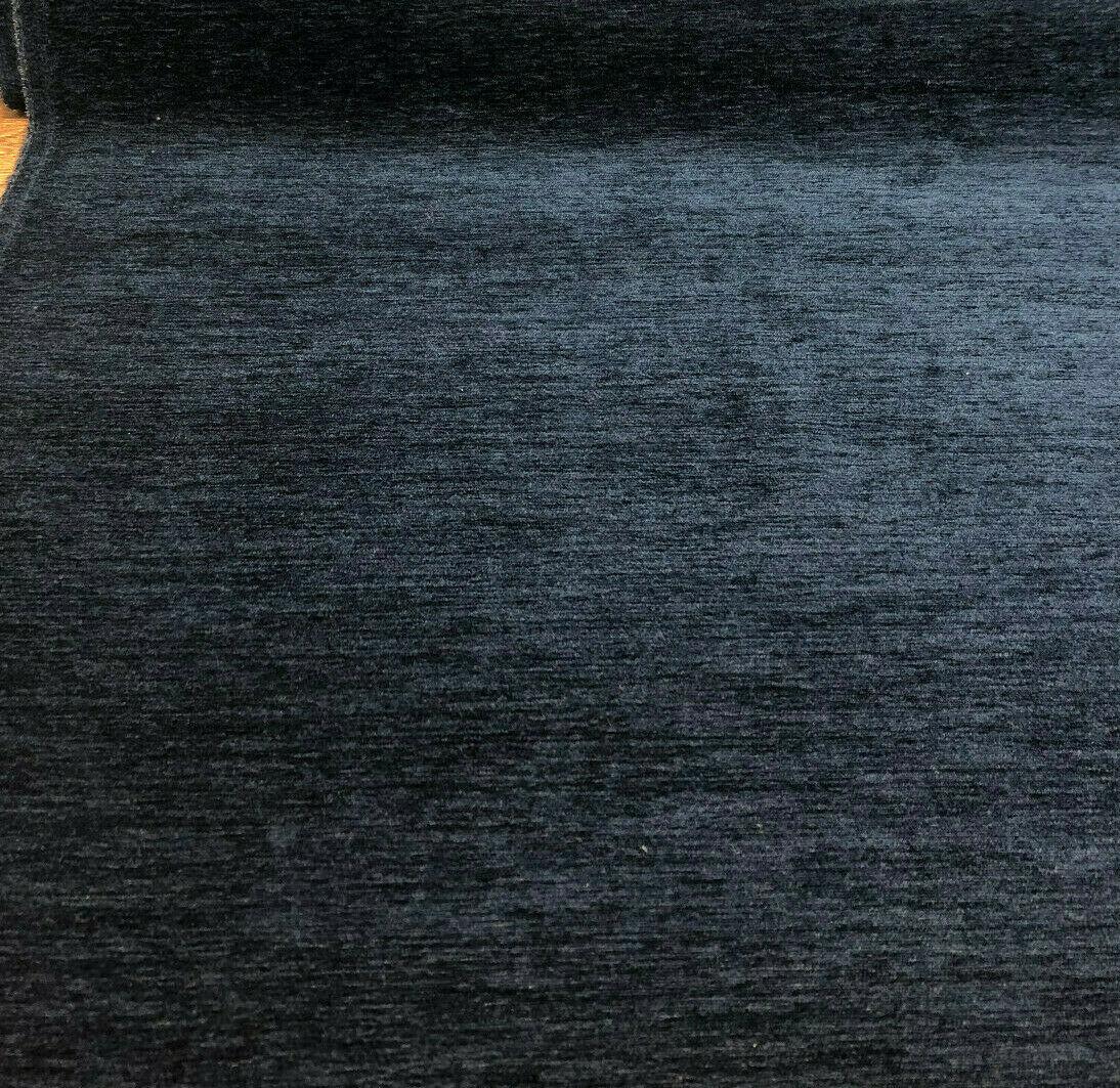 1 Yard Navy Blue Upholstery Fabric Soft Chenille Solid Material Durable 56 Inches Width