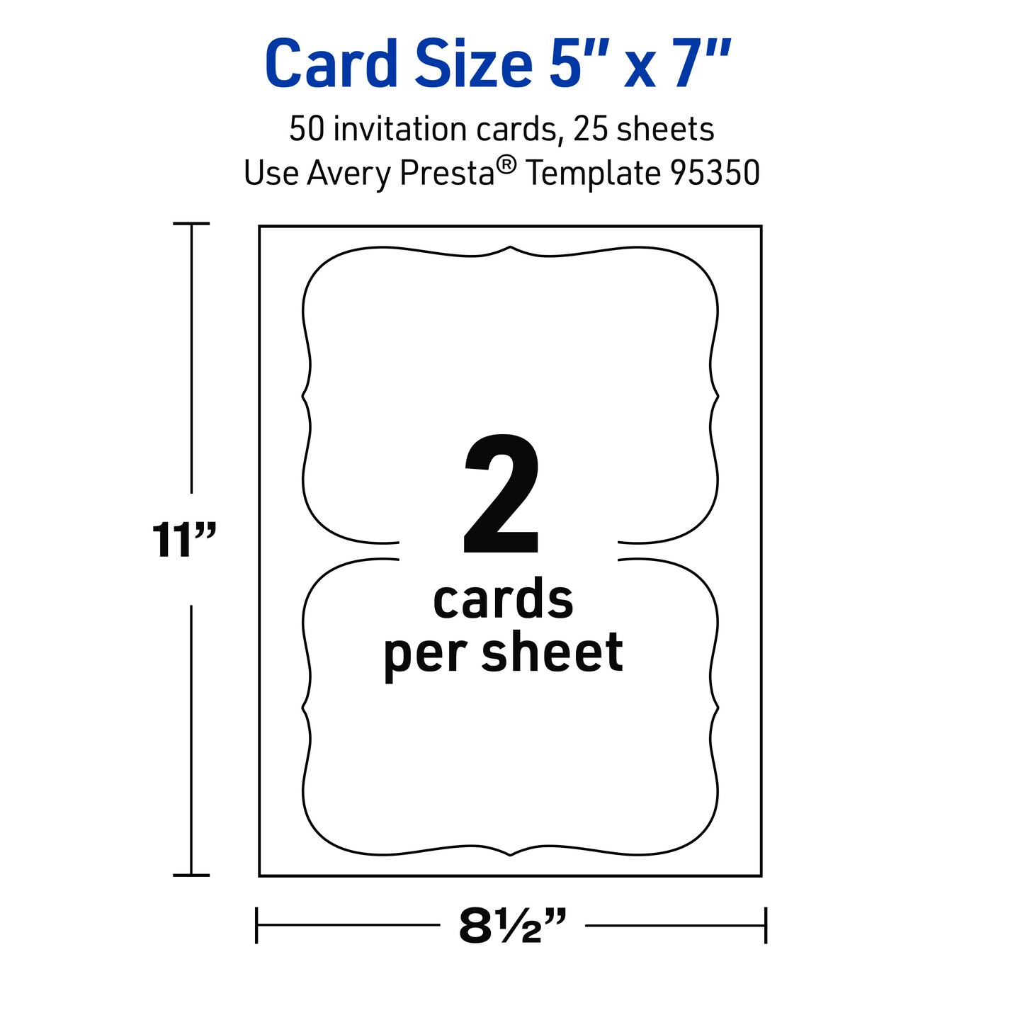 Avery Glossy White Invitation Cards, 5" x 7" Rectangle Flourished Edge