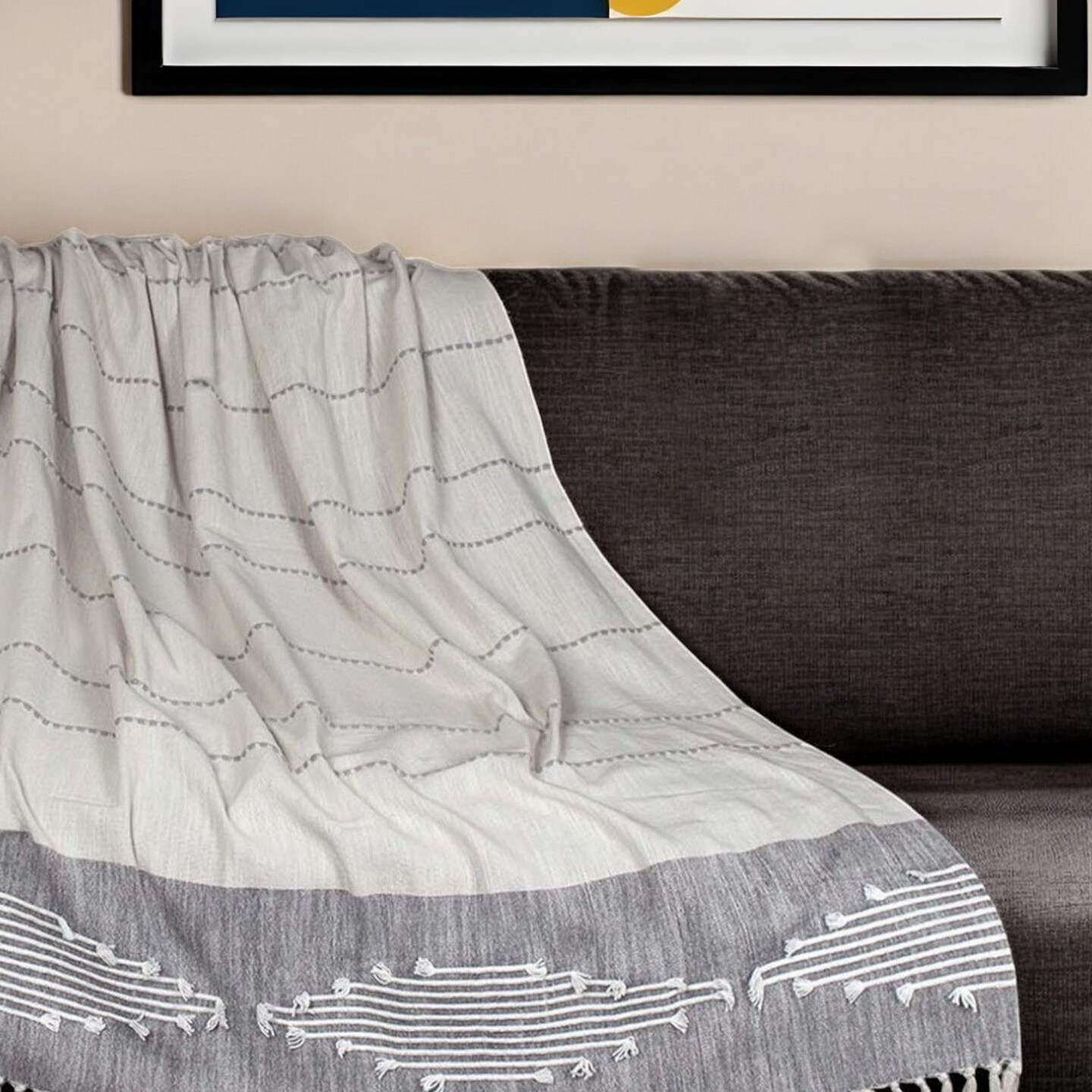 Edge Collections - 50" x 60" - Gray - Cozy Striped Throw Blanket for Sofa Decoration - 1 Piece