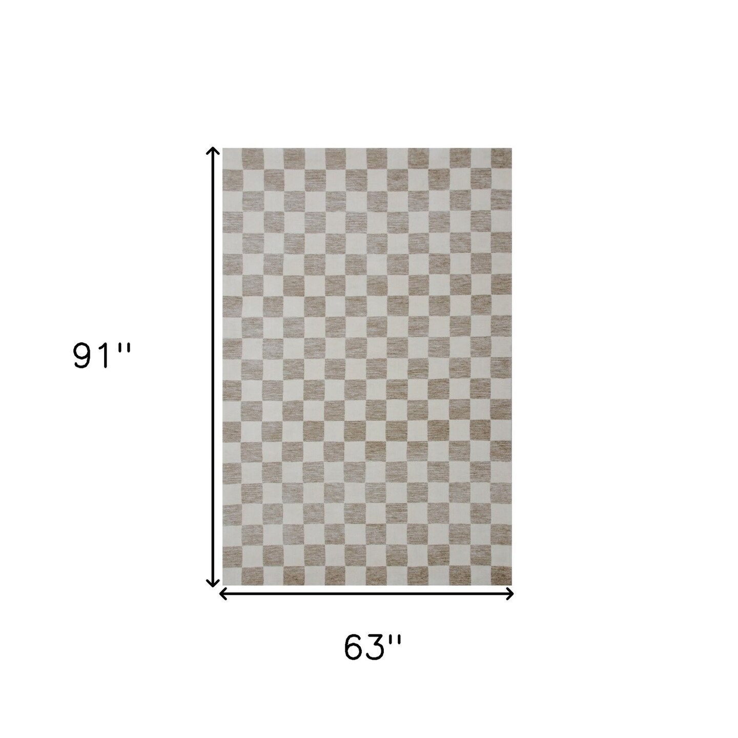 Edge Collections - 5' X 8' - Brown - Stain-Resistant Checkered Area Rug - 1 Piece