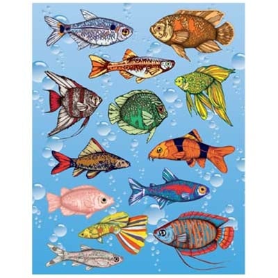 Fish Stickers &#x2013; 25 Sheets Pack of Colorful Ocean Animal Stickers