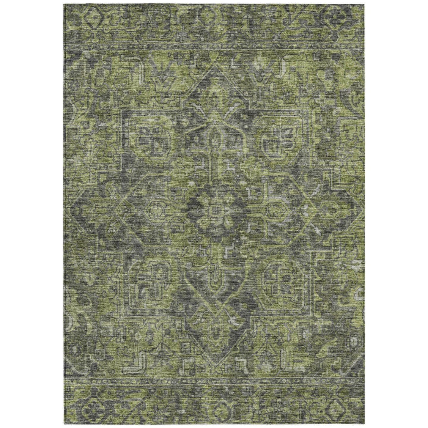 Edge Collections - 5' x 8' - Green - Washable Non-Skid Oriental Area Rug for Indoor and Outdoor Use - 1 Piece