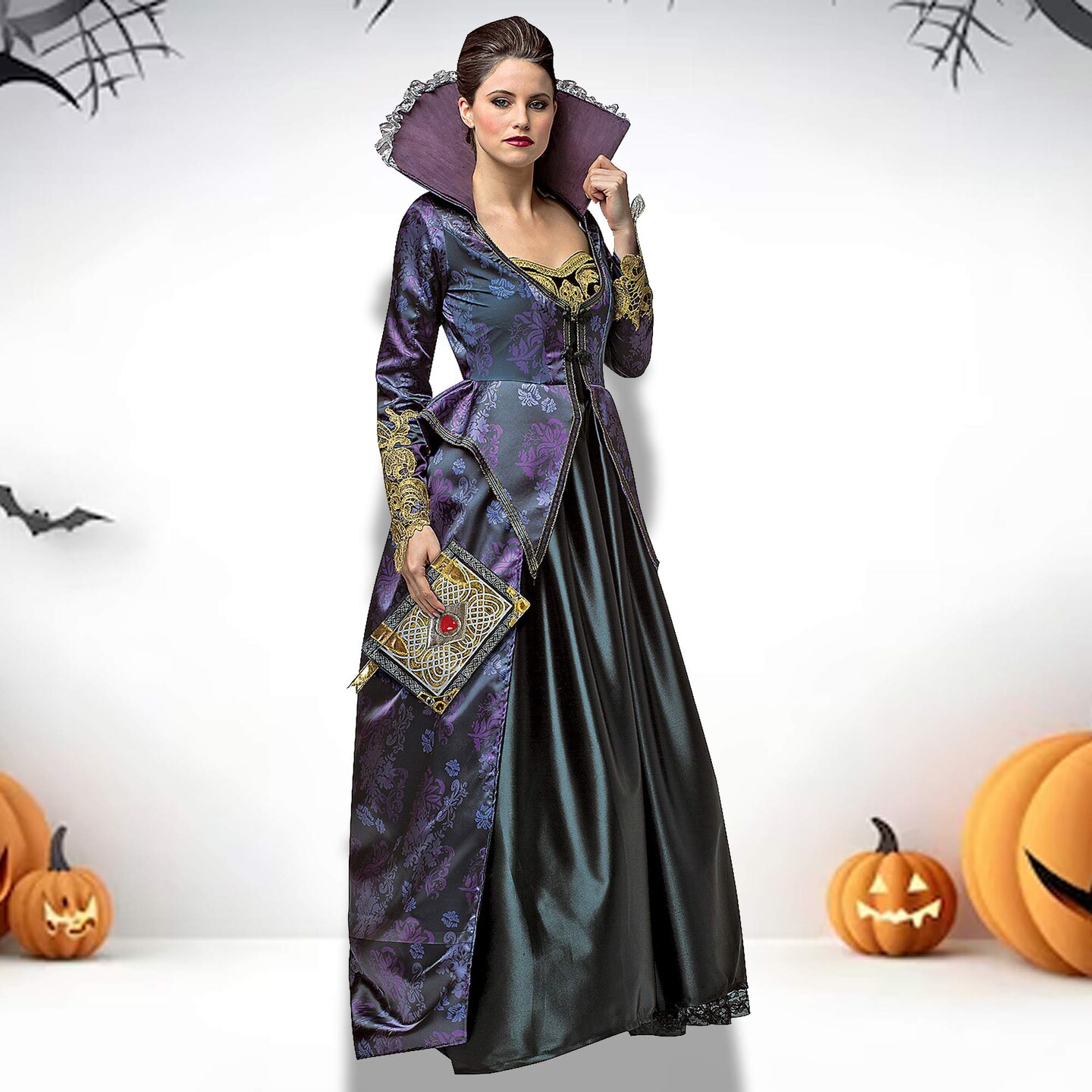 Womens Ouat Evil Queen Costume Once Upon A Time Dress With Spell Book