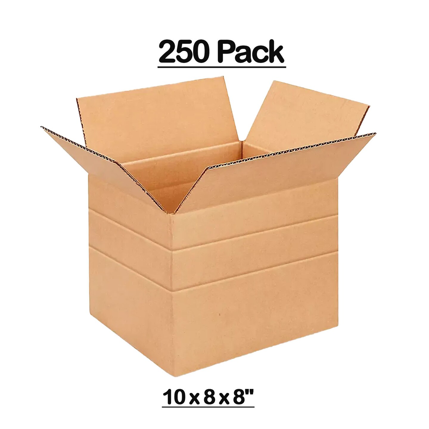 250 Pack Eco Friendly Multi Depth Corrugated Mailing Boxes Durable Packaging Cartons 10 x 8 x 8 Inch