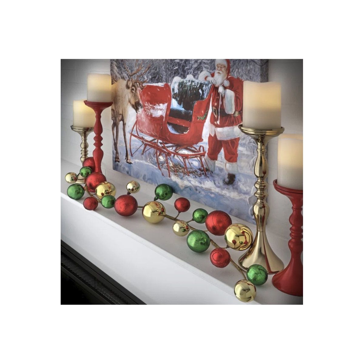 36&#x22; Glitter Ball Metallic Garland: Red/Green