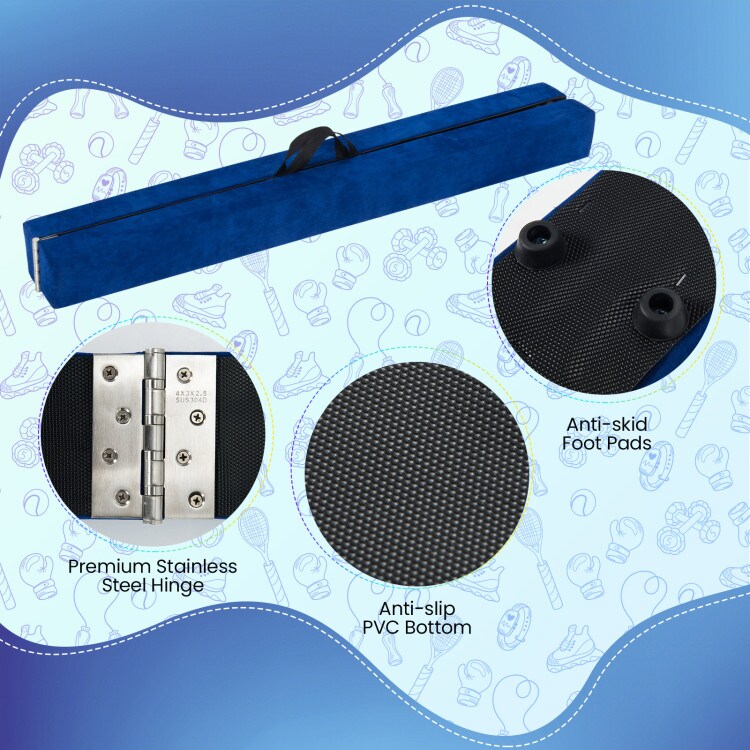 9-Feet Kids Folding Balance Beam Gymnastics Bar with Foam Padding and Non-Slip Base