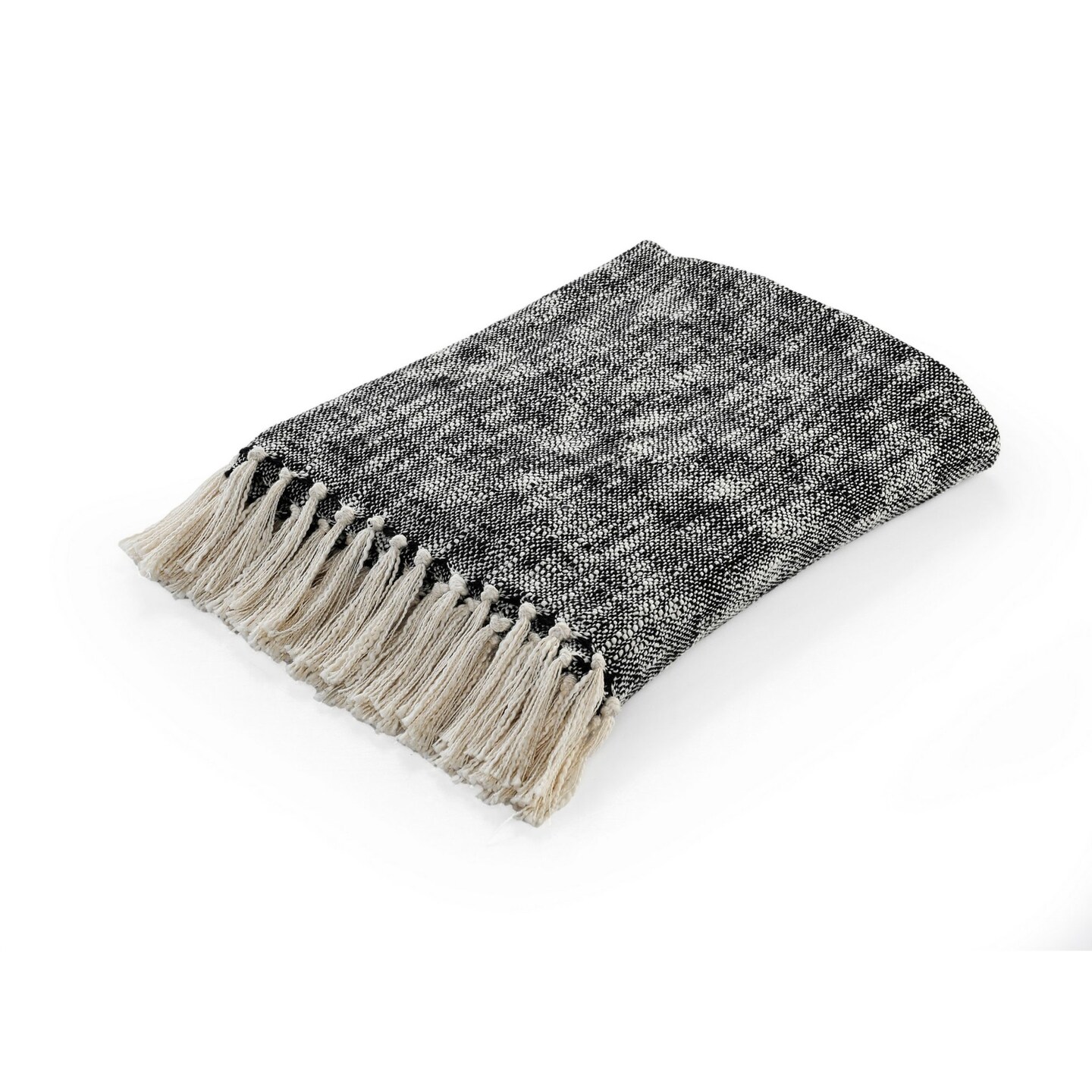 Edge Collections - 50" x 60" - Black - Cozy Woven Throw Blanket with Fringe for Stylish Interiors - 1 Piece